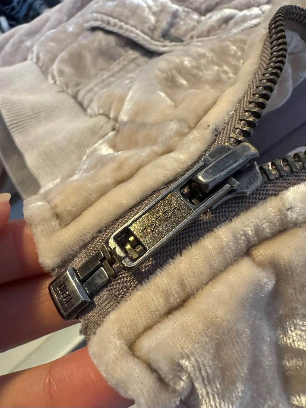 Free People Taupe Crushed Velvet Bomber Jacket